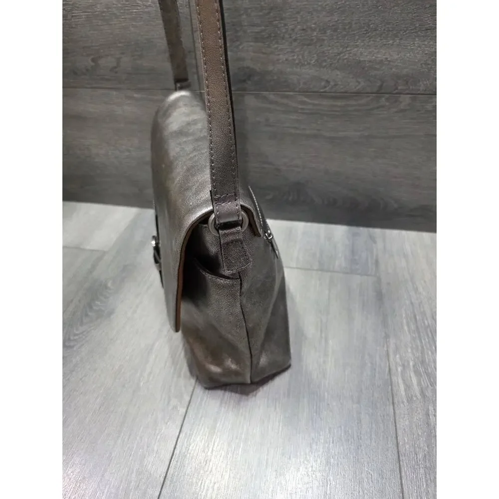 Patricia Nash Mili Leather Medium Flap Crossbody gray bag B000623